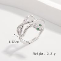 Sterling Silver White Gold Plated Elegant Retro Inlay Snake Zircon Open Rings sku image 13