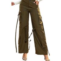 Women's Daily Simple Style Solid Color Full Length Multiple Pockets Casual Pants Multi-pocket Trousers main image 2