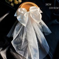 IG Style Sweet Bow Knot Cloth Pearl Hair Clip Birdcage Veils 1 Piece sku image 10