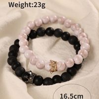 Basic Ethnic Style Modern Style Round Crown Arylic Volcanic Rock Glass Beaded Unisex Bracelets main image 3