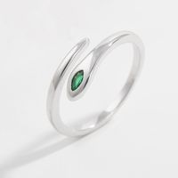 Sterling Silver White Gold Plated Elegant Retro Inlay Snake Zircon Open Rings main image 6