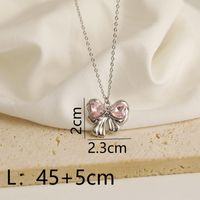 Wholesale Jewelry Y2K IG Style Bow Knot Heart Shape Alloy Copper 18K Gold Plated Pendant Necklace sku image 9