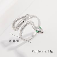 Sterling Silver White Gold Plated Elegant Retro Inlay Snake Zircon Open Rings sku image 19