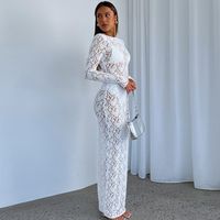 Women's Sheath Dress Sexy Round Neck Long Sleeve Solid Color Midi Dress Daily Date Bar main image 4