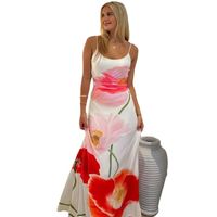 Women's Strap Dress Streetwear Strap Printing Backless Sleeveless Flower Maxi Long Dress Daily Party Bar main image 5