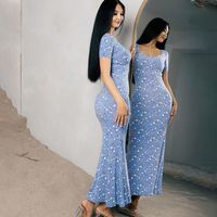 Women's Regular Dress Pastoral Round Neck Printing Short Sleeve Ditsy Floral Midi Dress Daily Date main image 2