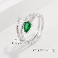 Sterling Silver White Gold Plated Elegant Retro Inlay Snake Zircon Open Rings sku image 22