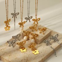IG Style Simple Style Bow Knot 18K Gold Plated 201 Stainless Steel 304 Stainless Steel Wholesale Earrings Necklace main image 1