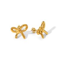 IG Style Simple Style Bow Knot 18K Gold Plated 201 Stainless Steel 304 Stainless Steel Wholesale Earrings Necklace main image 5