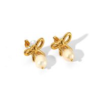 IG Style Simple Style Bow Knot 18K Gold Plated 201 Stainless Steel 304 Stainless Steel Wholesale Earrings Necklace main image 8