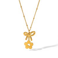 Sweet Simple Style Flower Bow Knot 18K Gold Plated 304 Stainless Steel Wholesale Earrings Necklace main image 1