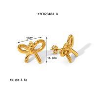 IG Style Simple Style Bow Knot 18K Gold Plated 201 Stainless Steel 304 Stainless Steel Wholesale Earrings Necklace sku image 4
