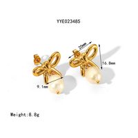IG Style Simple Style Bow Knot 18K Gold Plated 201 Stainless Steel 304 Stainless Steel Wholesale Earrings Necklace sku image 9