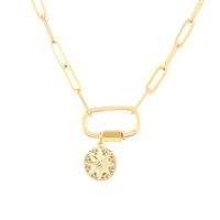 Copper 18K Gold Plated IG Style Retro Inlay Hexagram Round Oval Zircon Pendant Necklace main image 10