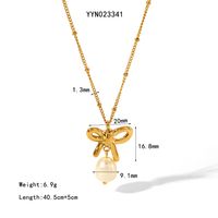 IG Style Simple Style Bow Knot 18K Gold Plated 201 Stainless Steel 304 Stainless Steel Wholesale Earrings Necklace sku image 5