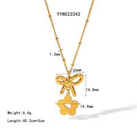 IG Style Simple Style Bow Knot 18K Gold Plated 201 Stainless Steel 304 Stainless Steel Wholesale Earrings Necklace sku image 6