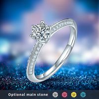 Sterling Silver Elegant Plating Inlay Geometric Lab-grown Diamonds Moissanite Rings main image 6