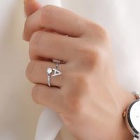 Sterling Silver Casual Classic Style Inlay Letter Zircon Open Rings main image 4