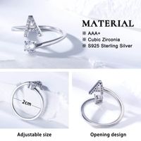 Sterling Silver Casual Classic Style Inlay Letter Zircon Open Rings main image 3