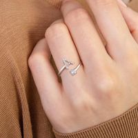 Sterling Silver Casual Classic Style Inlay Letter Zircon Open Rings main image 1