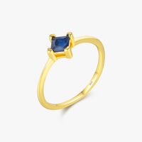 Sterling Silver 14K Gold Plated Simple Style Classic Style Commute Inlay Geometric Zircon Rings sku image 1