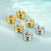 1 Pair Simple Style Solid Color 304 Stainless Steel 18K Gold Plated Ear Studs main image 1