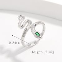 Sterling Silver White Gold Plated Elegant Retro Inlay Snake Zircon Open Rings sku image 16