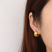 1 Pair Simple Style Solid Color 304 Stainless Steel 18K Gold Plated Ear Studs main image 8