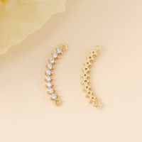 1 Piece 18 * 5mm Copper Zircon 18K Gold Plated White Gold Plated Curve Long Strip Polished Pendant sku image 1