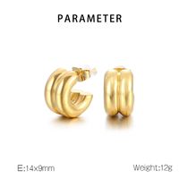 1 Paire Style Simple Couleur Unie Acier Inoxydable 304 Plaqué Or 18K Boucles D'Oreilles main image 2