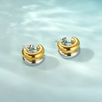 1 Pair Simple Style Solid Color 304 Stainless Steel 18K Gold Plated Ear Studs main image 4