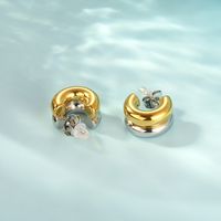 1 Pair Simple Style Solid Color 304 Stainless Steel 18K Gold Plated Ear Studs main image 6