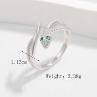 Sterling Silver White Gold Plated Elegant Retro Inlay Snake Zircon Open Rings sku image 8