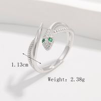 Sterling Silver White Gold Plated Elegant Retro Inlay Snake Zircon Open Rings sku image 14