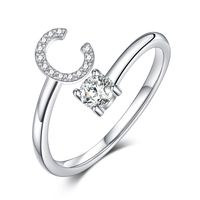 Sterling Silver Casual Classic Style Inlay Letter Zircon Open Rings sku image 3