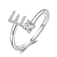 Sterling Silver Casual Classic Style Inlay Letter Zircon Open Rings sku image 5