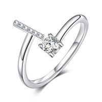 Sterling Silver Casual Classic Style Inlay Letter Zircon Open Rings sku image 9