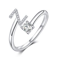 Sterling Silver Casual Classic Style Inlay Letter Zircon Open Rings sku image 26