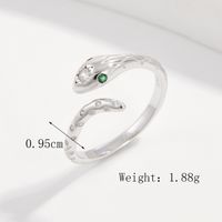 Sterling Silver White Gold Plated Elegant Retro Inlay Snake Zircon Open Rings sku image 2