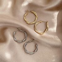 1 Pair Simple Style Solid Color Alloy White Gold Plated Gold Plated Hoop Earrings main image 5