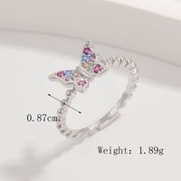 Sterling Silver White Gold Plated Princess Sweet Inlay Beetles Dragonfly Butterfly Zircon Rings sku image 10