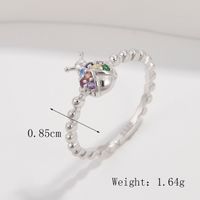 Sterling Silver White Gold Plated Princess Sweet Inlay Beetles Dragonfly Butterfly Zircon Rings sku image 4