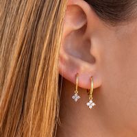 European And American French Style Geometric Zircon-studded  Flower Earrings Earrings main image 3