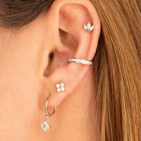 European And American French Style Geometric Zircon-studded  Flower Earrings Earrings main image 5