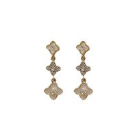 Four Leaf Clover Diamond Alloy Artificial Gemstones Earrings main image 6