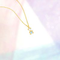Korean Cute Bear Pendant Copper Inlaid Opal Copper Necklace Wholesale main image 3