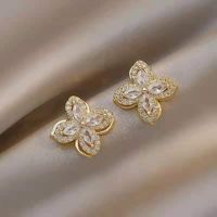 New Fashion Special-interest Design Rotating Windmill Four Leaf Clover Ear Stud Women's Rotatable Elegant Wild Earrings Earrings main image 1