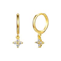European And American Entry Lux French Style Sterling Silver Needle Ins Geometric Diamond-embedded Colorful Flower Earring Ear Clip Fashion Earrings For Women sku image 1