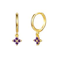 European And American Entry Lux French Style Sterling Silver Needle Ins Geometric Diamond-embedded Colorful Flower Earring Ear Clip Fashion Earrings For Women sku image 2