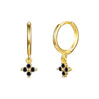 European And American Entry Lux French Style Sterling Silver Needle Ins Geometric Diamond-embedded Colorful Flower Earring Ear Clip Fashion Earrings For Women sku image 4